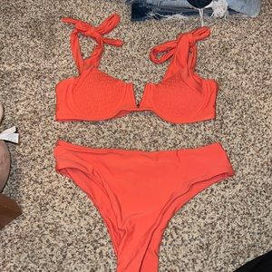 coral bow bikini